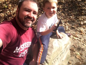 Here we are at the top of Hoosier Hill.  Ben has his morpher, you know, just in case we need to become Power Rangers. 